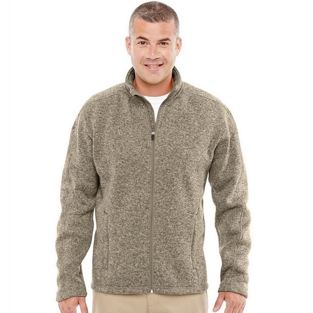 Devon & Jones Men's Bristol FullZip Sweater Fleece Jacket-DG793-Khaki Heather